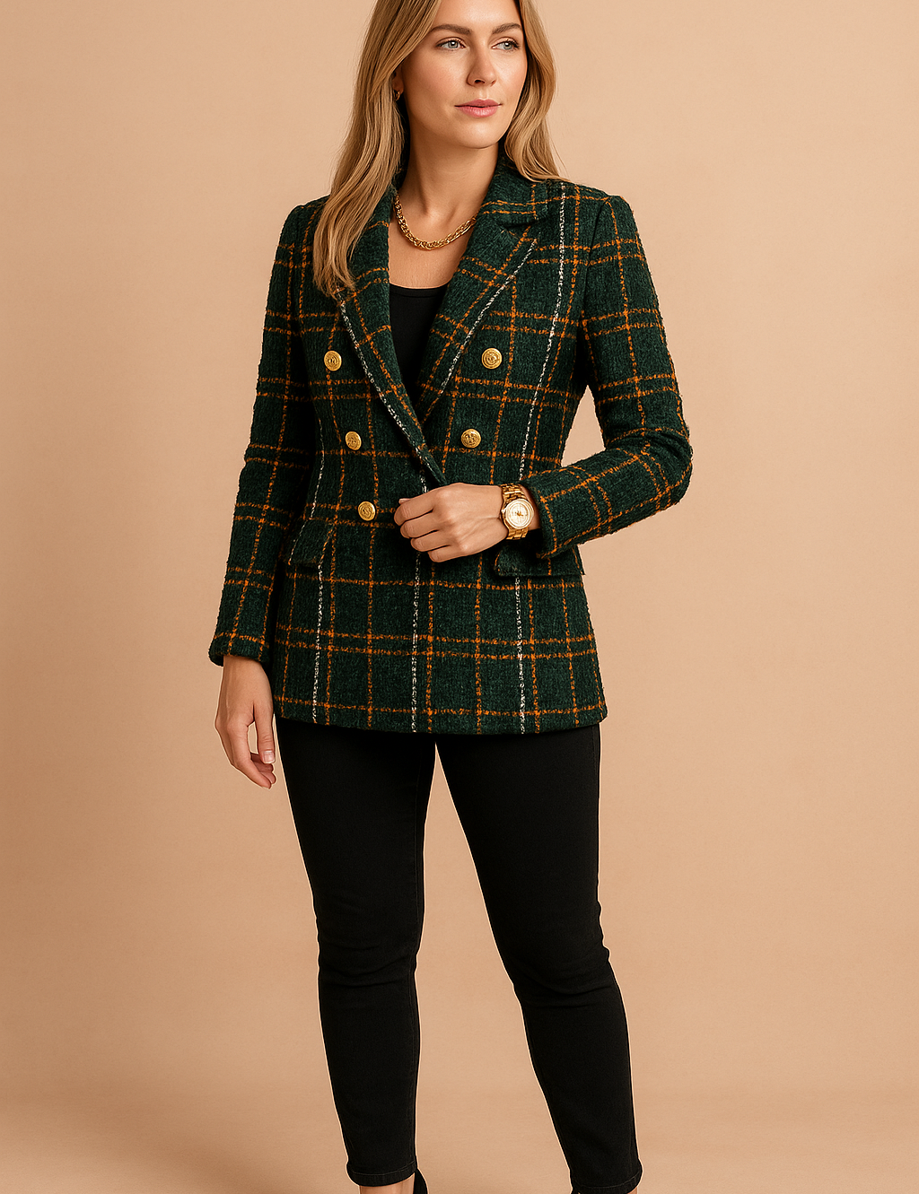 Abbey | Elegante geruite damesjas 1