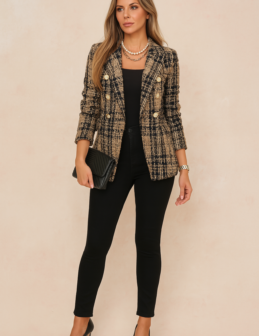 Abbey | Elegante geruite damesjas 3