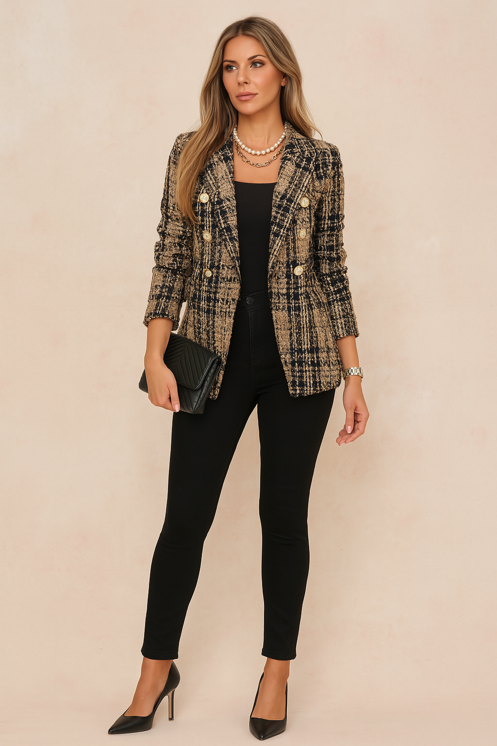 Abbey | Elegante geruite damesjas 3