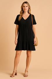 Alira casual mini -jurk met een halslijn in kaas 3