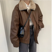 Kristine | Modieuze Oversized Leren Jas met Comfortabele Voering