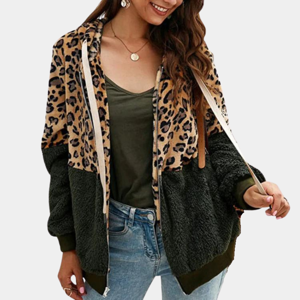 Cleo | Dames Trui met Capuchon Luipaard print