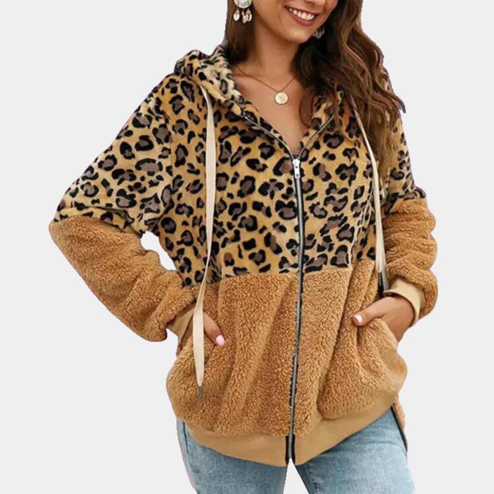 Cleo | Dames Trui met Capuchon Luipaard print