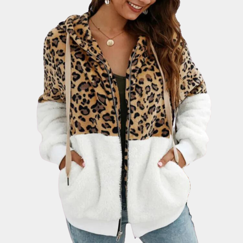 Cleo | Dames Trui met Capuchon Luipaard print