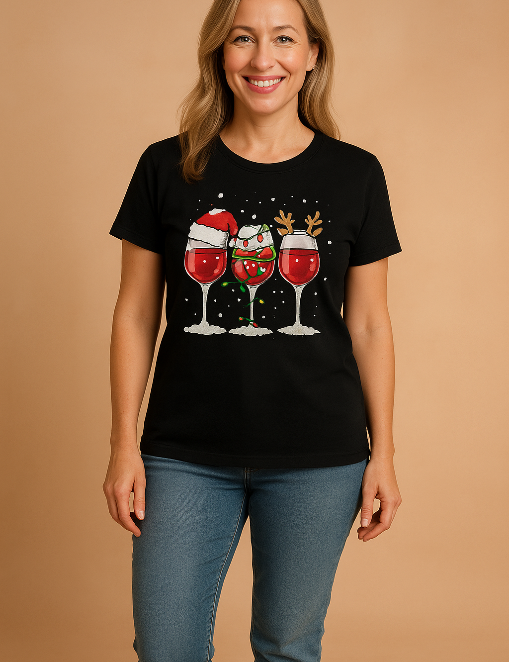 Caroline T-shirt | "Beste Kerstman, breng wijn mee" 3