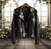 Dames bikerjack met bloemenpatroon | Casual 0