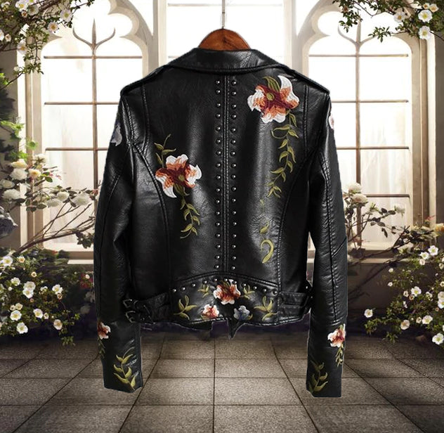 Dames bikerjack met bloemenpatroon | Casual 1