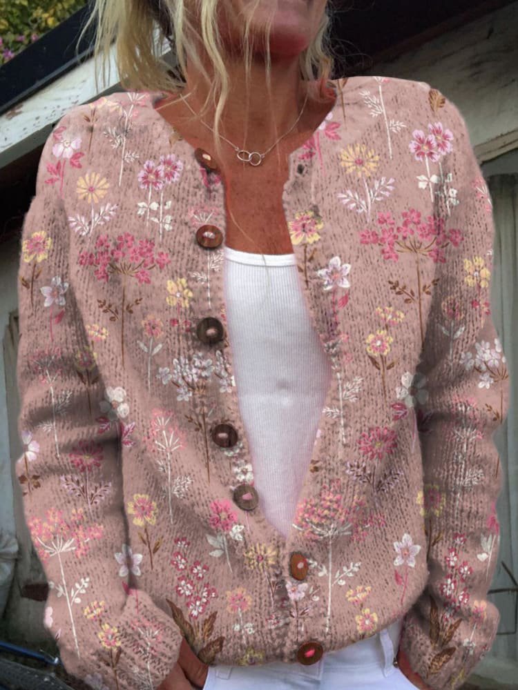 Dames bloemencardigan | ronde hals 2