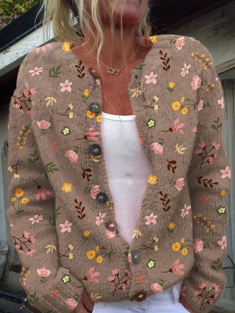 Dames bloemencardigan | ronde hals 3