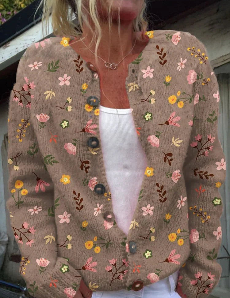 Dames bloemencardigan | ronde hals 3