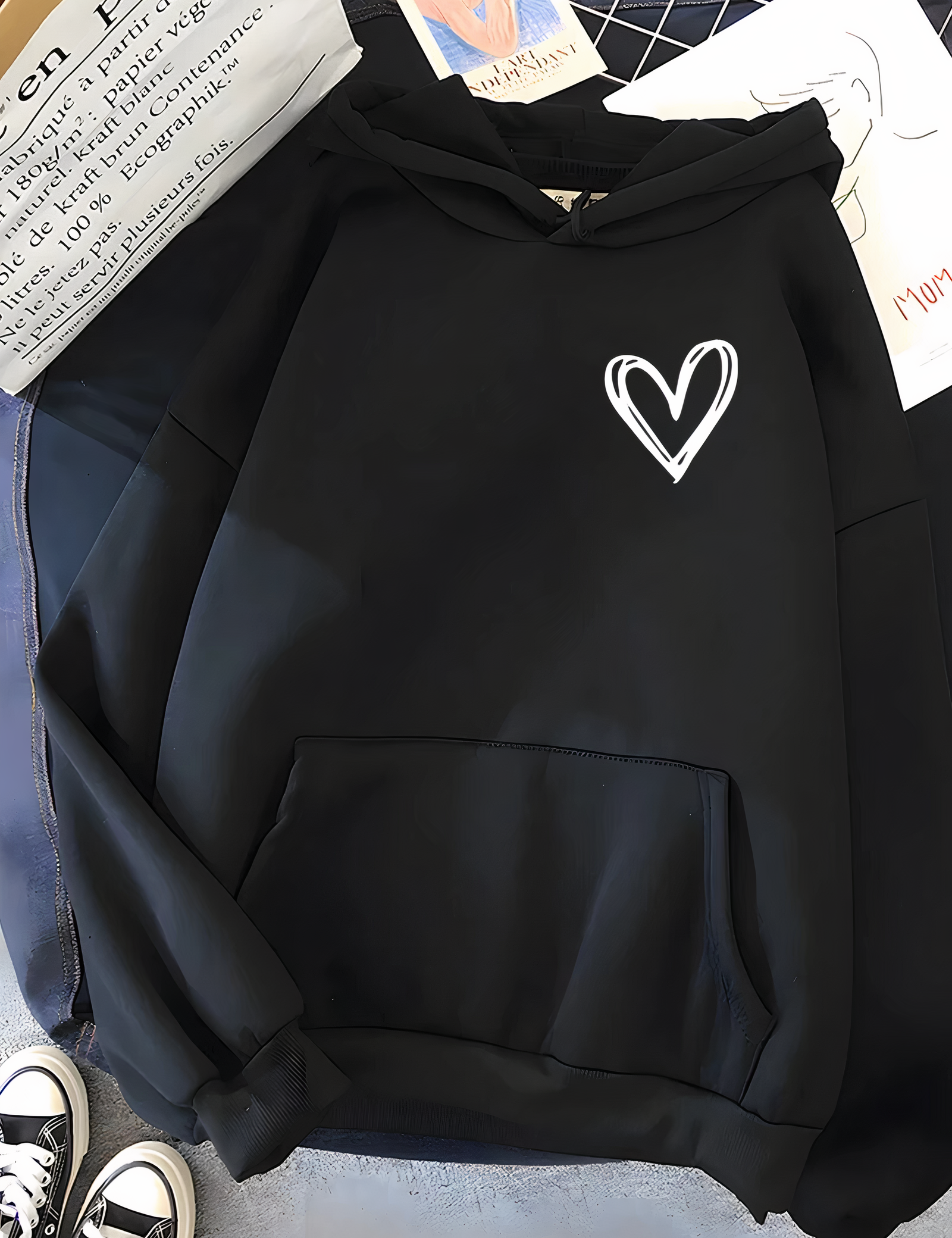 Dames casual hoodie met hart | Losse pasvorm 1