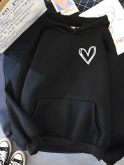 Dames casual hoodie met hart | Losse pasvorm 1