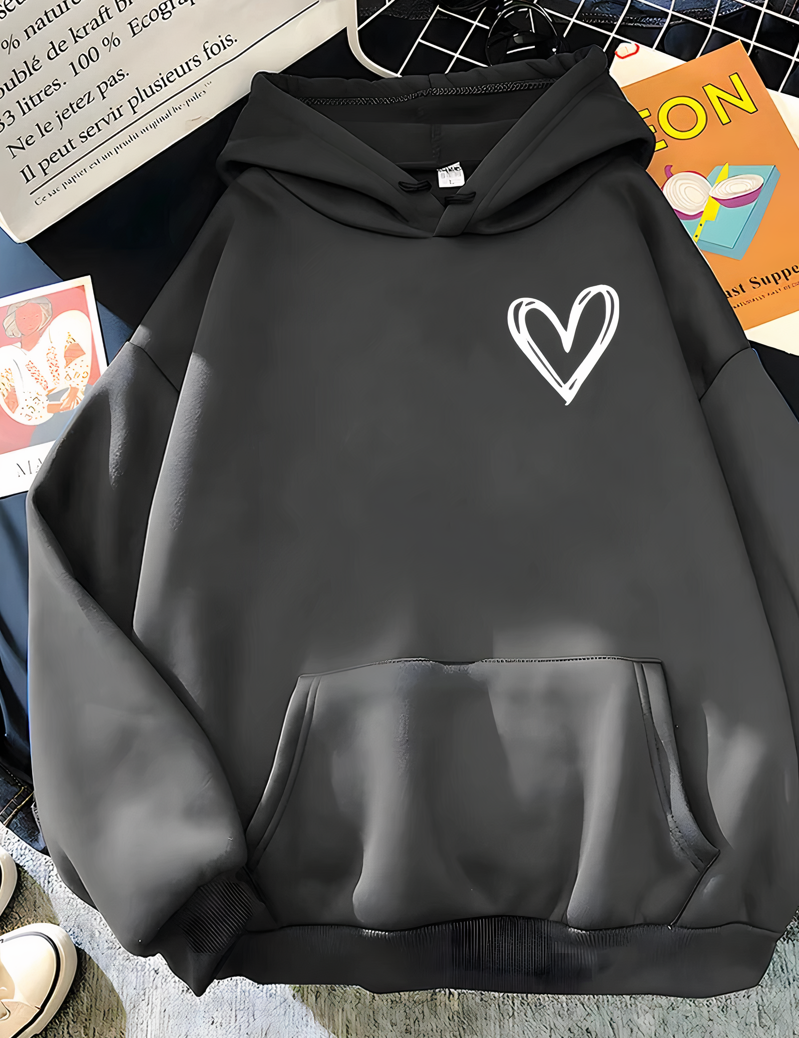 Dames casual hoodie met hart | Losse pasvorm 3