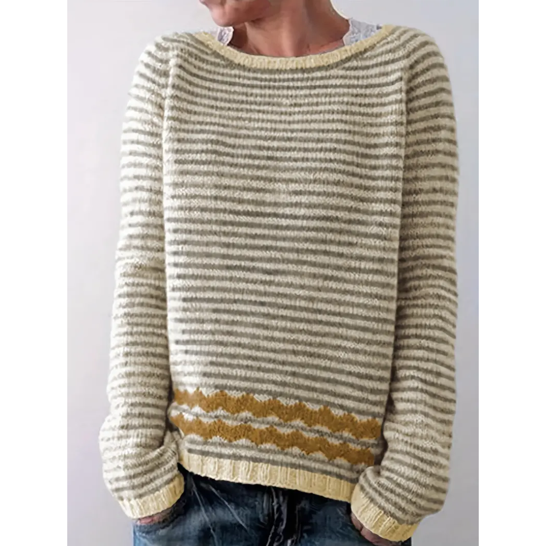 Dames gestreepte trui met lange mouwen | Winter 2