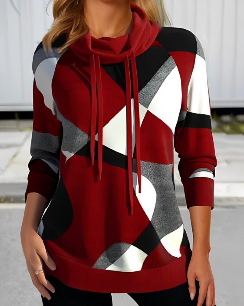 Dames hoodie met geometrische print | Lange mouwen 0