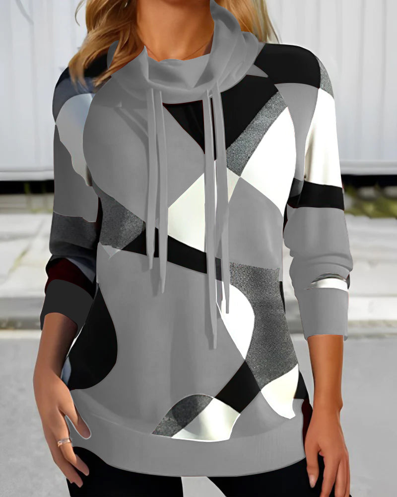 Dames hoodie met geometrische print | Lange mouwen 2