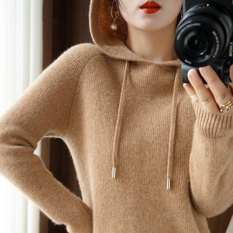 Dames hoodie met lange mouwen | Gebreid 2
