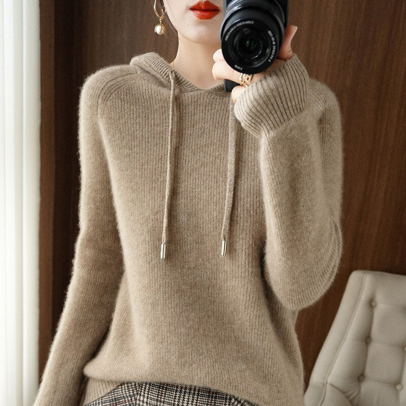 Dames hoodie met lange mouwen | Gebreid 3