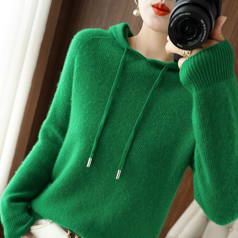 Dames hoodie met lange mouwen | Gebreid 5