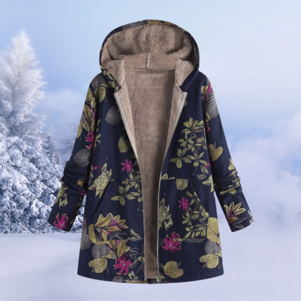 Dames winterjas met bloemenpatroon | Warm 0