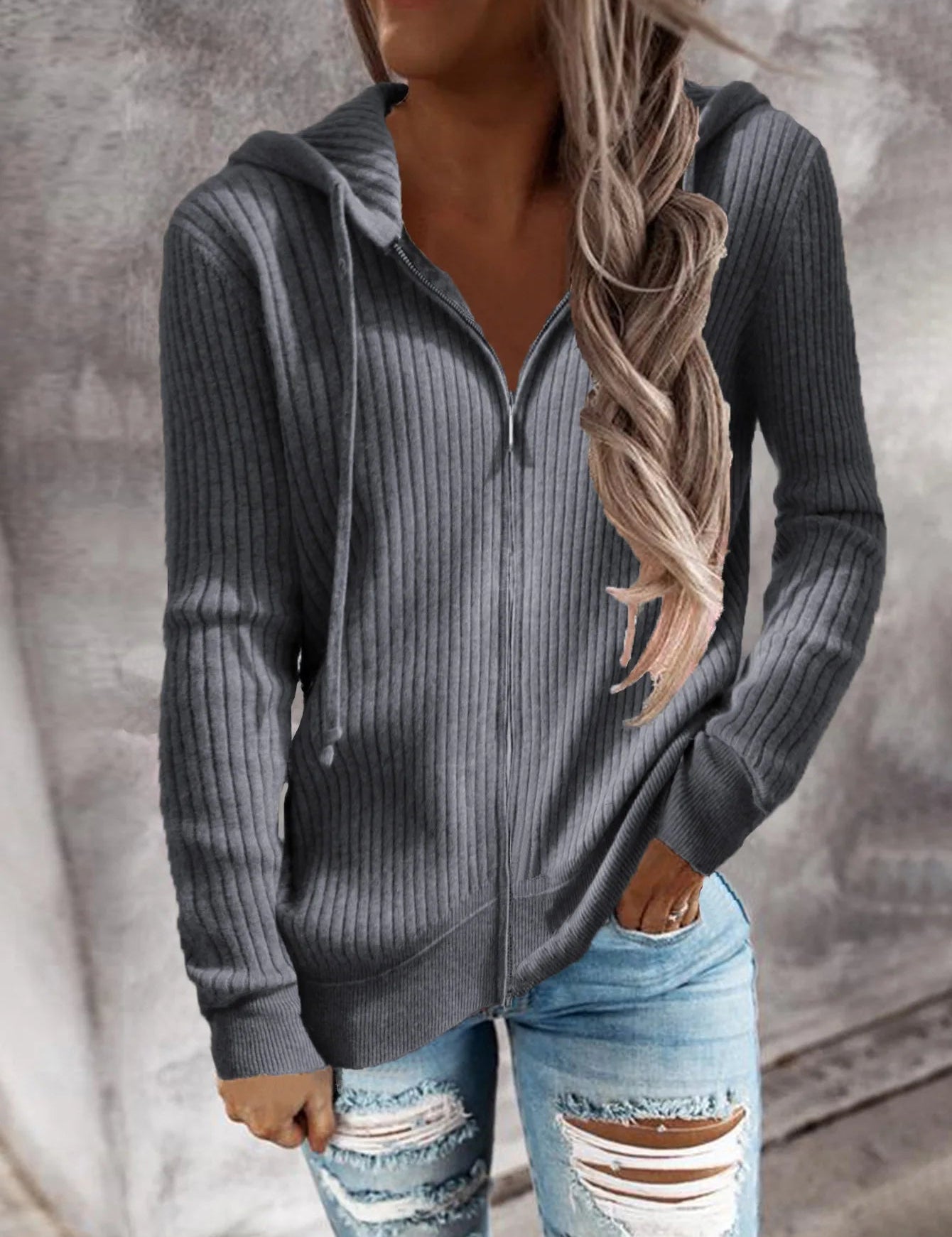 Dames wintertrui met rits | Capuchon 3