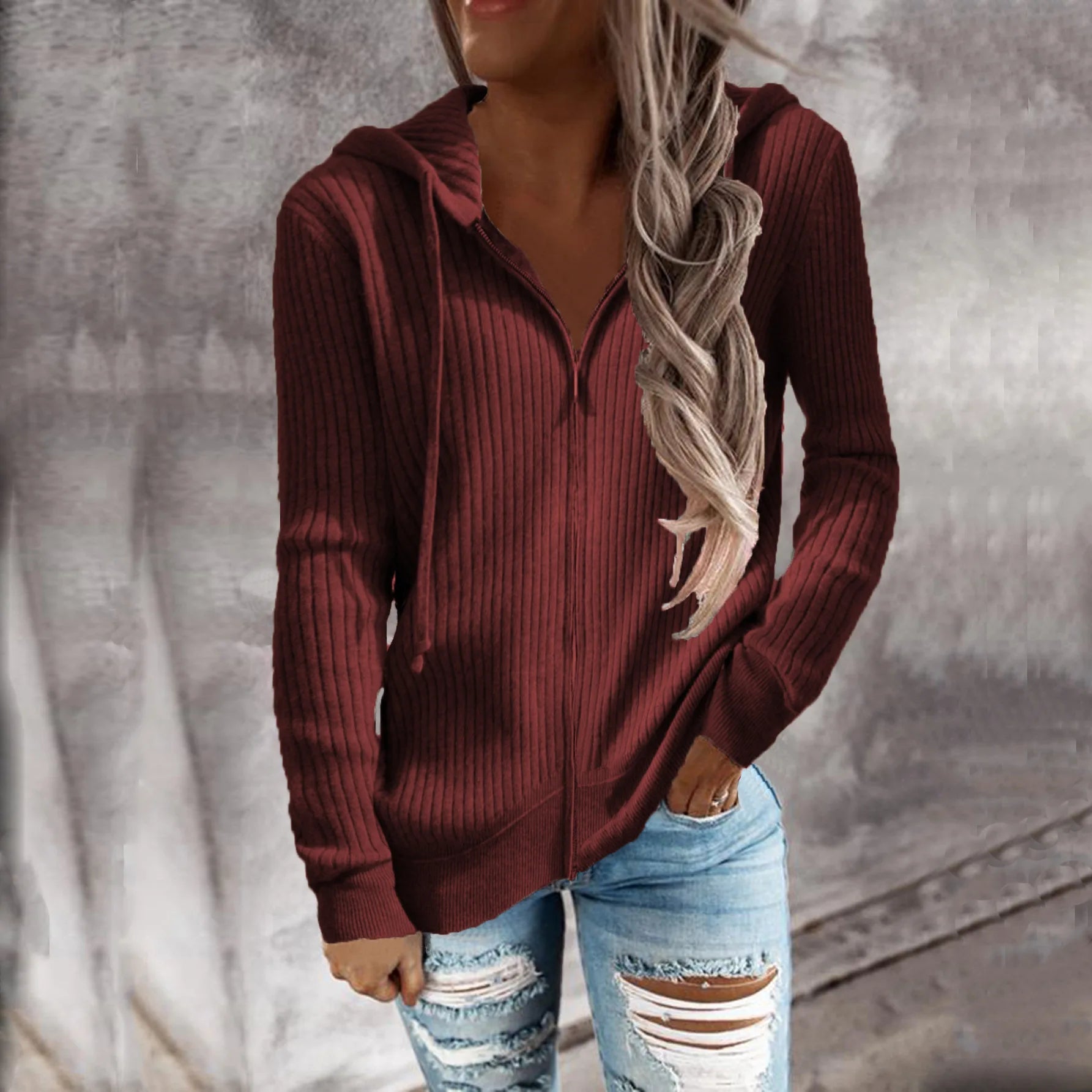 Dames wintertrui met rits | Capuchon 4