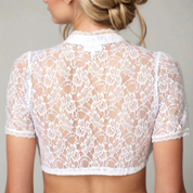 Dirndl-blouse met kant en opstaande kraag, korte mouw voor dames 1