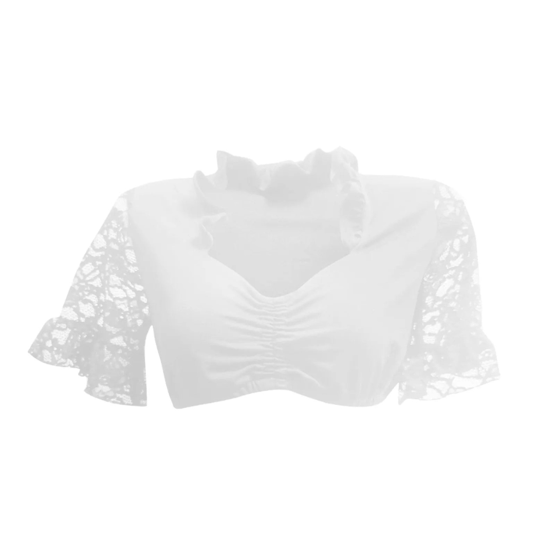 Dirndl-blouse met kant en ruchekraag voor dames in traditionele klederdracht 3