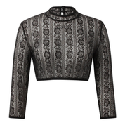 Dirndl-blouse van kant met opstaande kraag en 3/4-mouwen voor traditionele kostuums 1