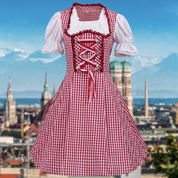 Dirndljurk Oktoberfest met ruitjesmotief en kanten lijfje 0