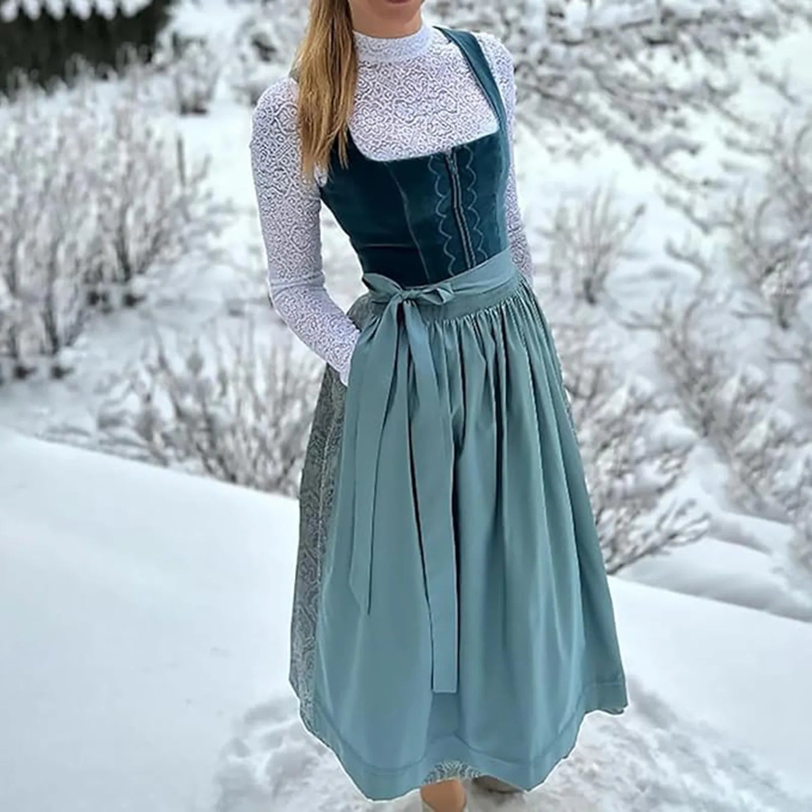 Dirndljurk Oktoberfest met schort en traditioneel lijfje voor dames 0