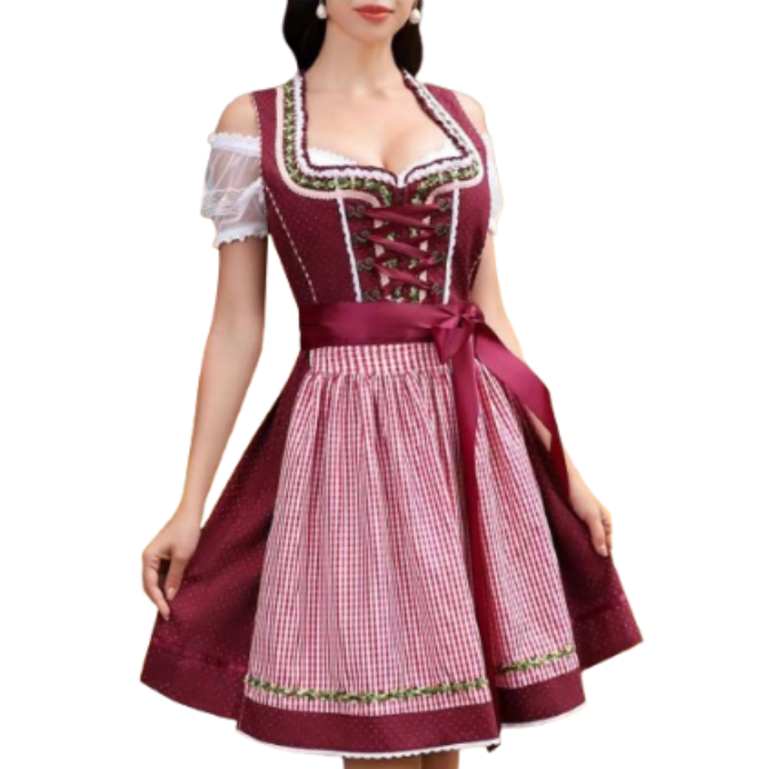 Dirndljurk met schort en lijfje vetersluiting voor dames Oktoberfest 1