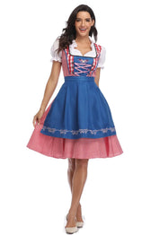 Dirndljurk met schort en ruitpatroon voor dames, traditioneel Oktoberfest 6