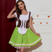 Dirndljurk met schort en veterlijfje voor Oktoberfest en klederdrachtfestival 0