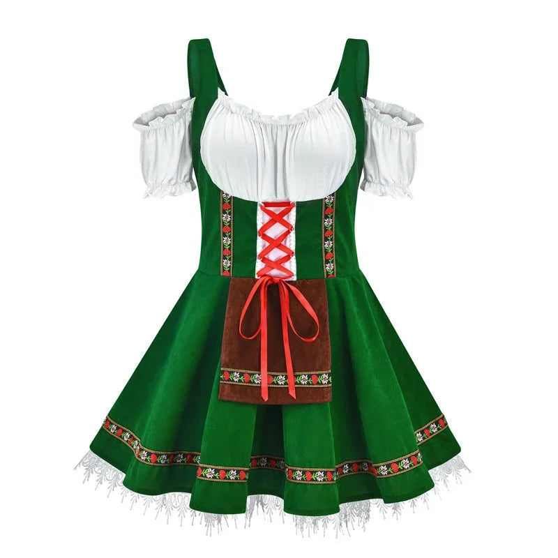 Dirndljurk met schort en vetersluiting voor dames Oktoberfest 4