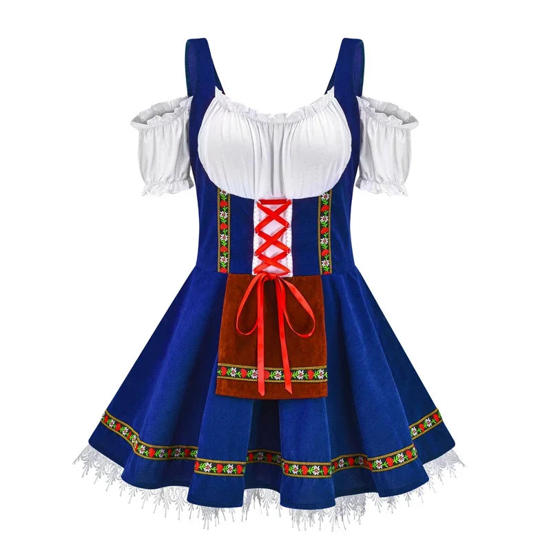 Dirndljurk met schort en vetersluiting voor dames Oktoberfest 5