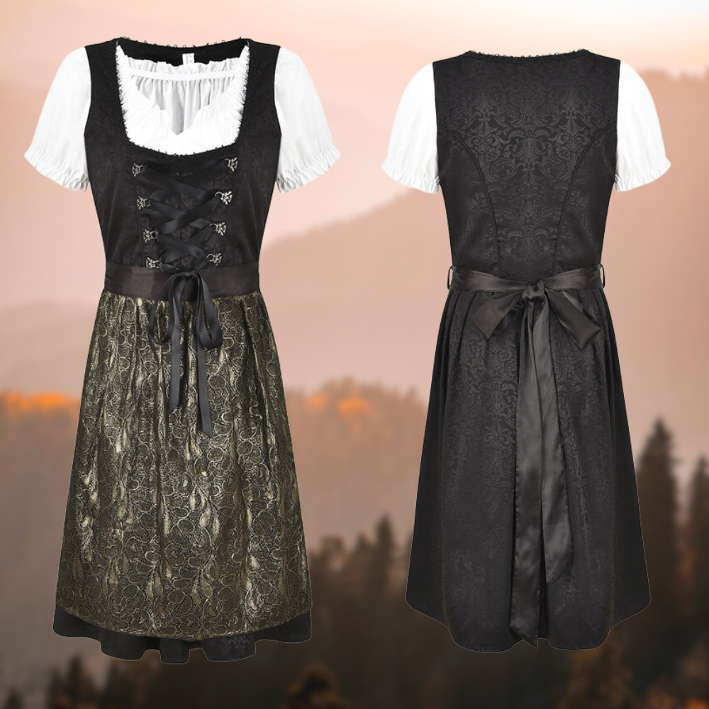 Dirndljurk met veter en goudgeborduurd schort Oktoberfest 0