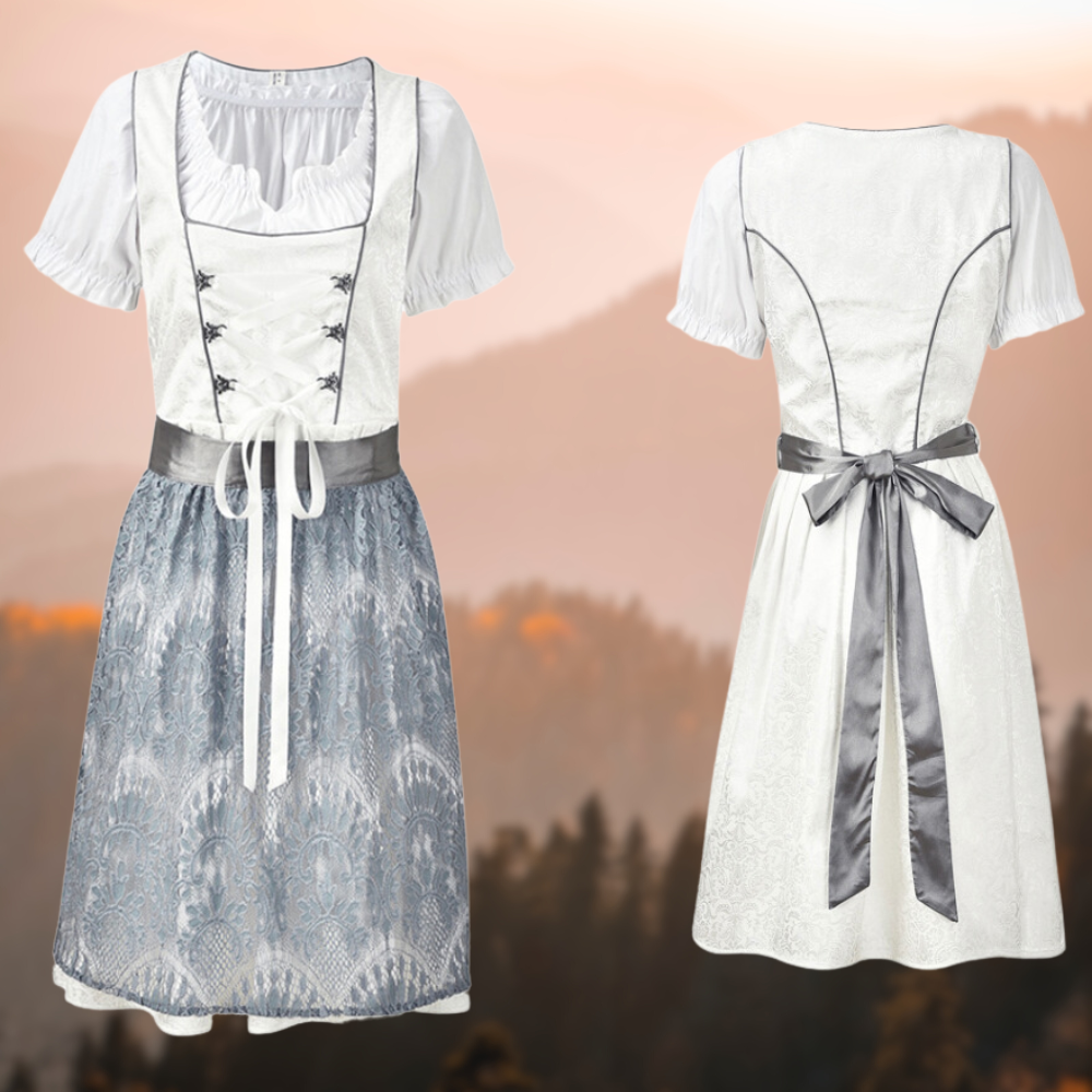 Dirndljurk met veter en goudgeborduurd schort Oktoberfest 1