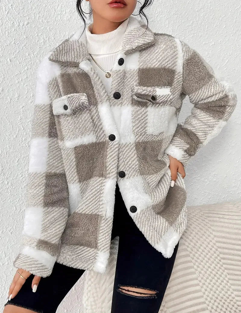 Fleecejack voor dames met ruitjesmotief | Warm 3
