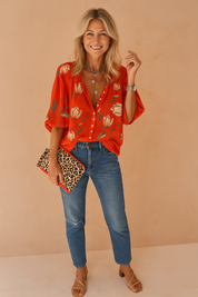 Gardenia | Blouse met bloemenprint en knoopjes aan de hals 3