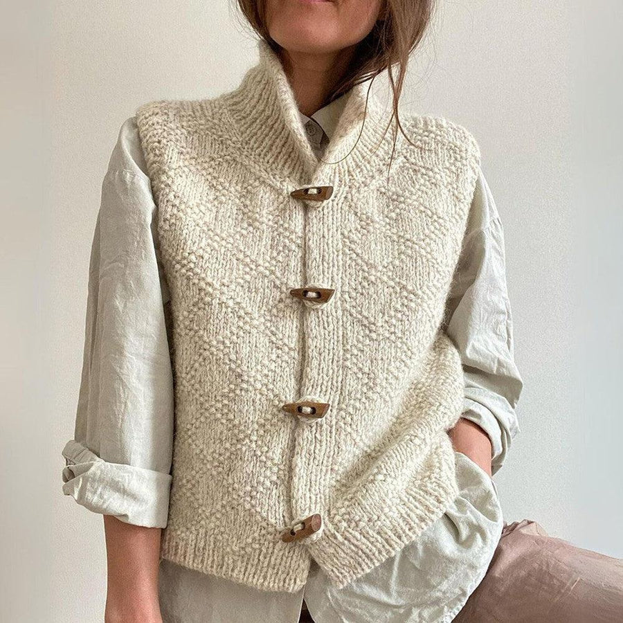 Gebreid damesvest | Beige 0