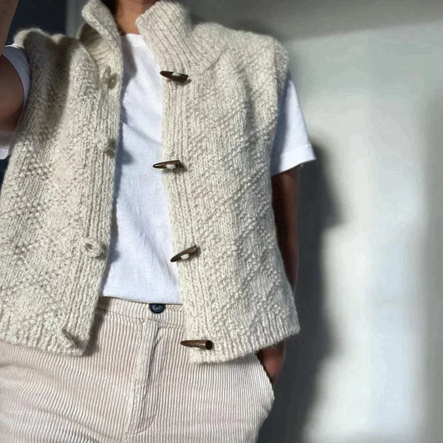 Gebreid damesvest | Beige 1