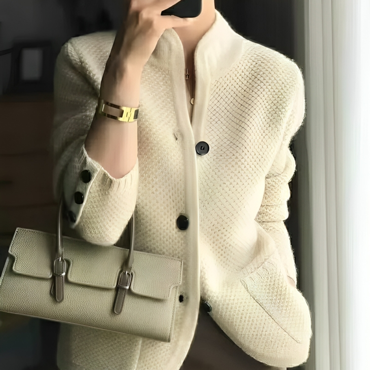 Gebreid damesvest met lange mouwen | Warm 0