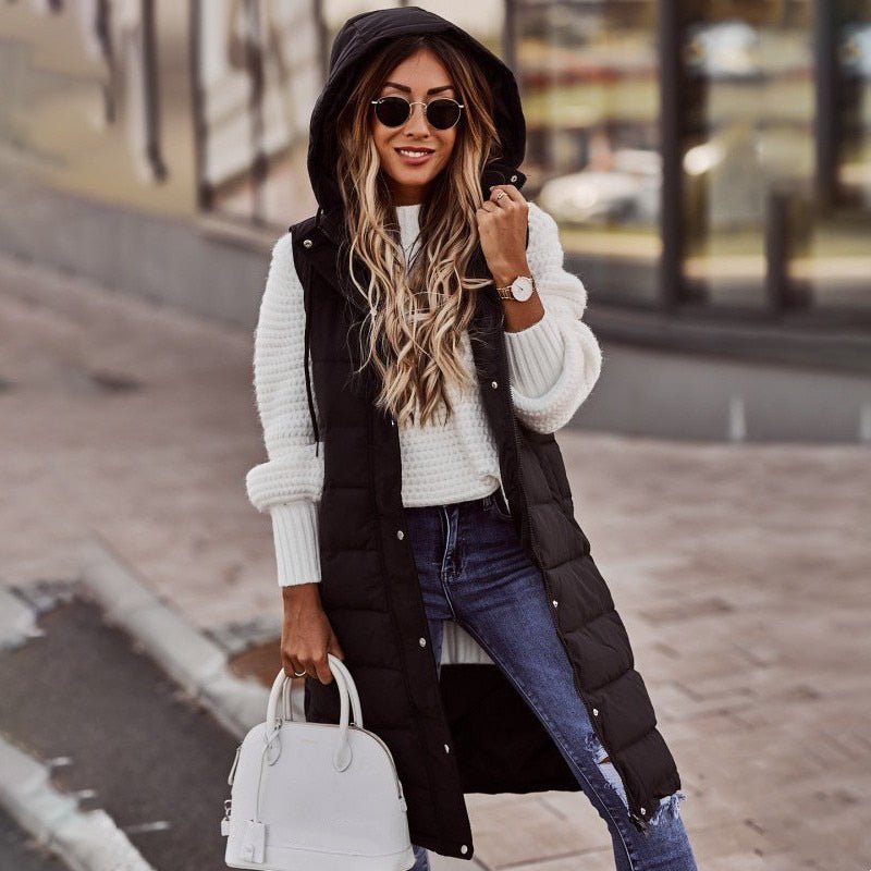 Gewatteerd damesvest | Lang 0