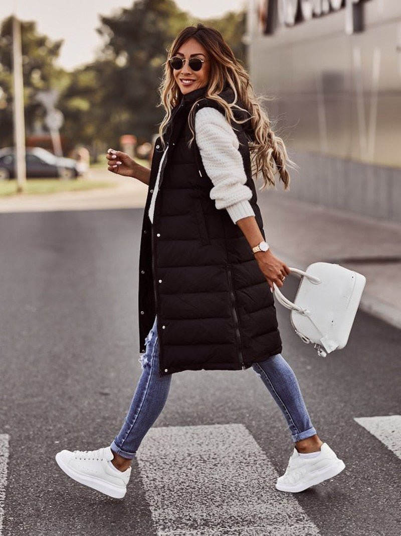 Gewatteerd damesvest | Lang 2