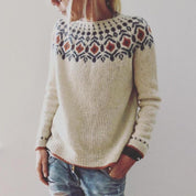 Grof gebreide damestrui met geometrisch patroon | Winter 0