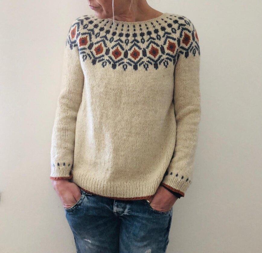 Grof gebreide damestrui met geometrisch patroon | Winter 1