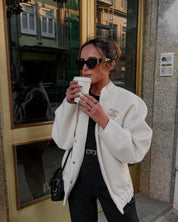 Seline | Stijlvolle Grijze Tweed Winterjas