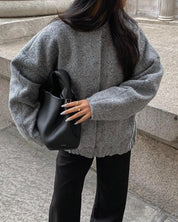 Seline | Stijlvolle Grijze Tweed Winterjas