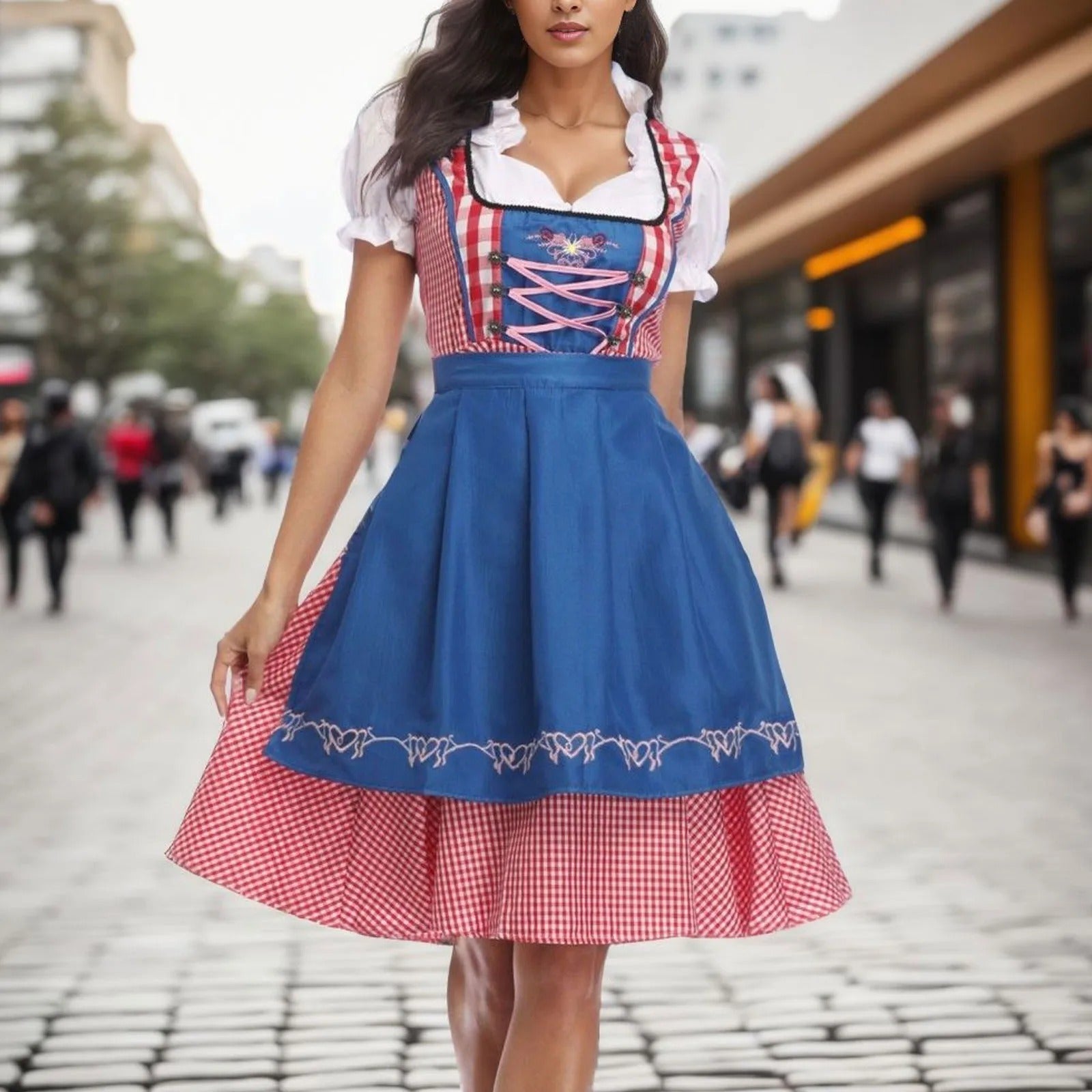 JANE | Oktoberfest Retro Geruite Dirndljurk 2
